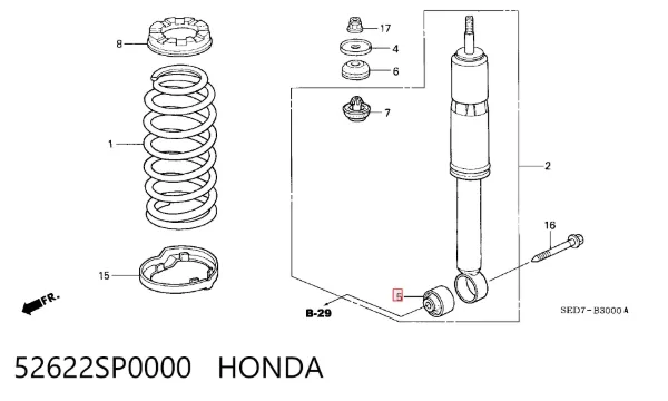 Сайлентблок цапфы задней 52622SP0000 Honda