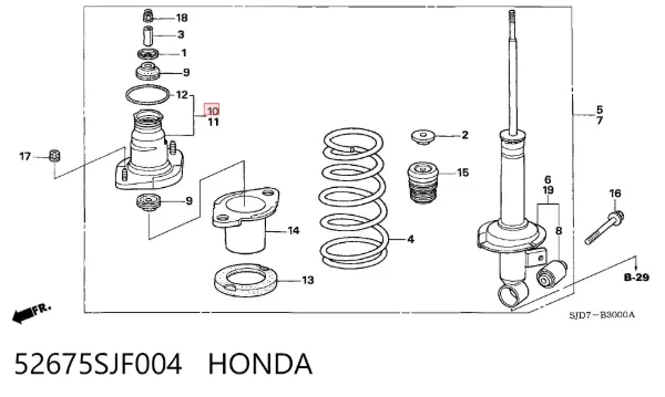 Опора амортизатора заднего правого 52675SJF004 Honda