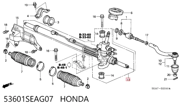 Рулевая рейка 53601SEAG07 Honda
