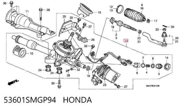 Рулевая рейка 53601SMGP94 Honda