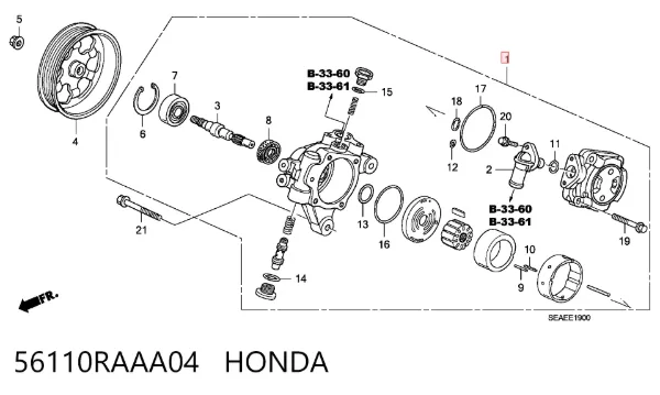 Насос ГУР 56110RAAA04 Honda