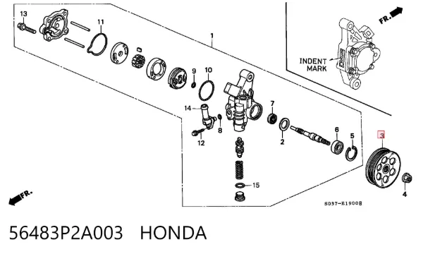 Шкив насоса ГУР 56483P2A003 Honda