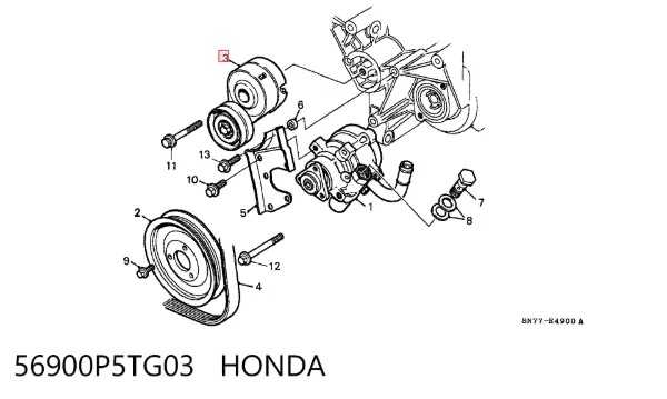 Натяжитель приводного ремня 56900P5TG03 Honda