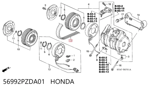 Ремень генератора 56992PZDA01 Honda