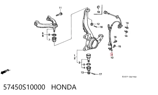 Датчик АБС (ABS) передний правый 57450S10000 Honda