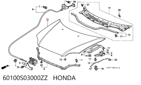 Капот 60100S03000ZZ Honda