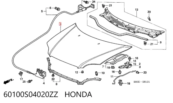 Капот 60100S04020ZZ Honda