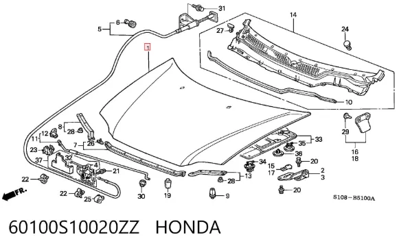 Капот 60100S10020ZZ Honda