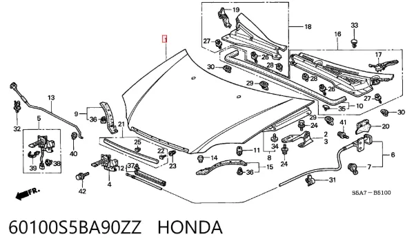 Капот 60100S5BA90ZZ Honda