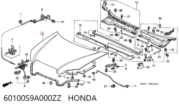 Капот 60100S9A000ZZ Honda