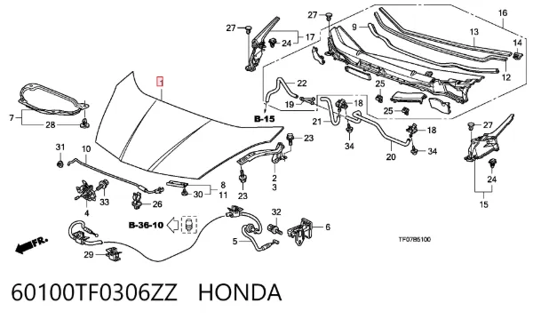 Капот 60100TF0306ZZ Honda