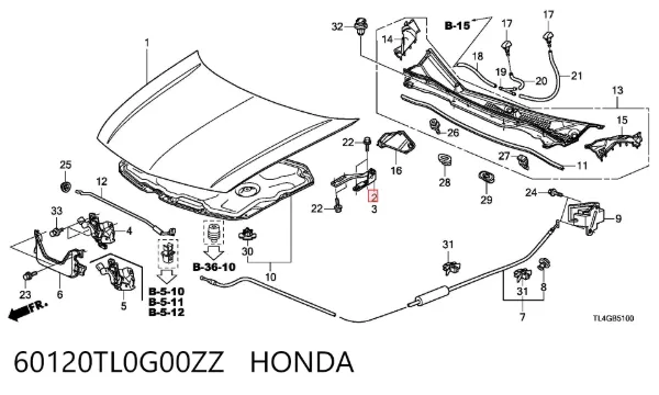Петля капота правая 60120TL0G00ZZ Honda
