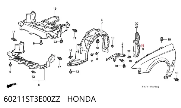 Крыло переднее правое Honda Civic VI