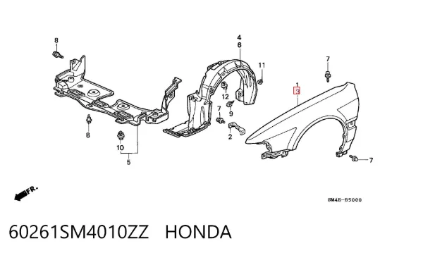 Крыло переднее левое 60261SM4010ZZ Honda