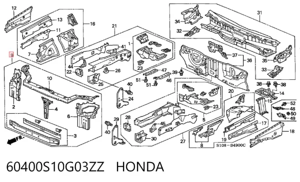 Рамка радиатора 60400S10G03ZZ Honda