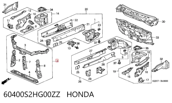 Рамка радиатора 60400S2HG00ZZ Honda