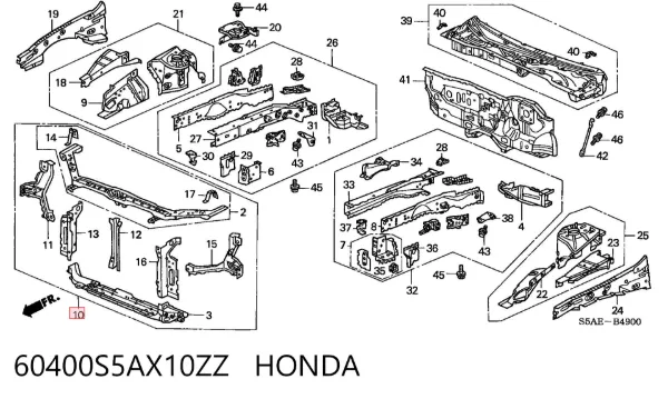 Рамка радиатора 60400S5AX10ZZ Honda