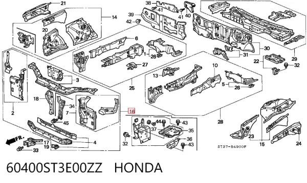 Рамка радиатора 60400ST3E00ZZ Honda