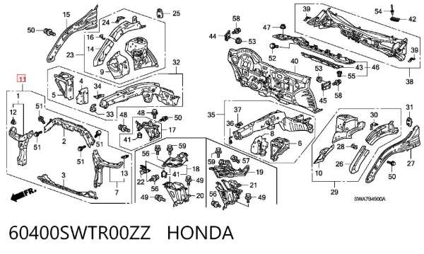 Рамка радиатора 60400SWTR00ZZ Honda