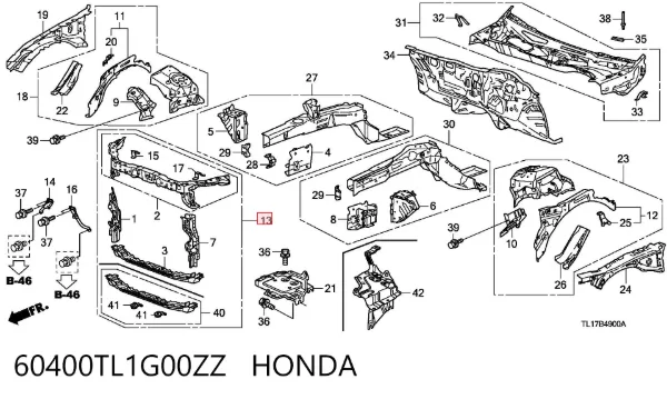 Рамка радиатора 60400TL1G00ZZ Honda