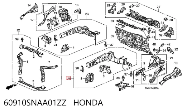 Лонжерон левый 60910SNAA01ZZ Honda