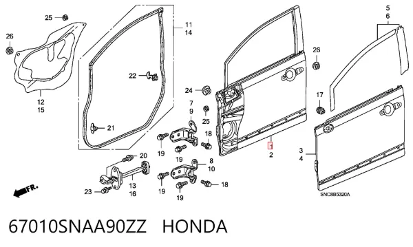 Дверь передняя правая 67010SNAA90ZZ Honda