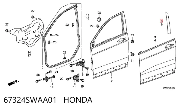  67324SWAA01 Honda