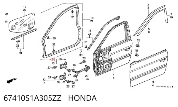Петля двери передней правой 67410S1A305ZZ Honda