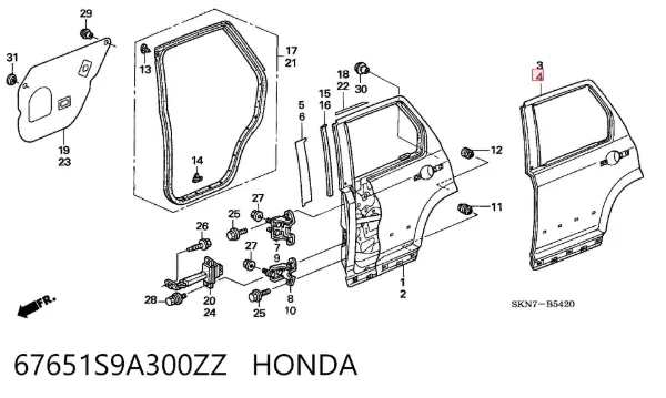  67651S9A300ZZ Honda