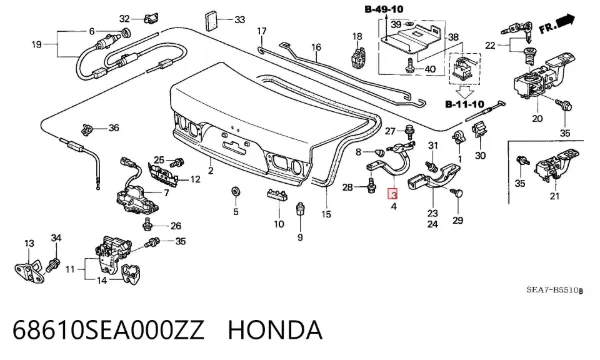 Петля крышки багажника 68610SEA000ZZ Honda