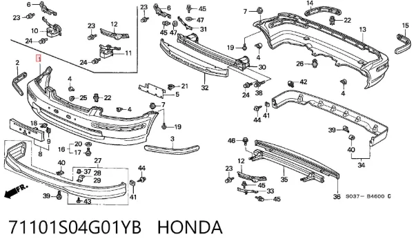 Передний бампер 71101S04G01YB Honda
