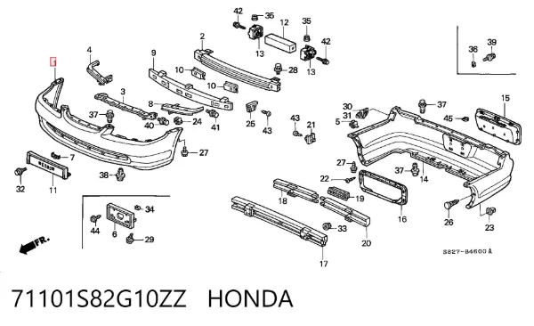 Передний бампер 71101S82G10ZZ Honda