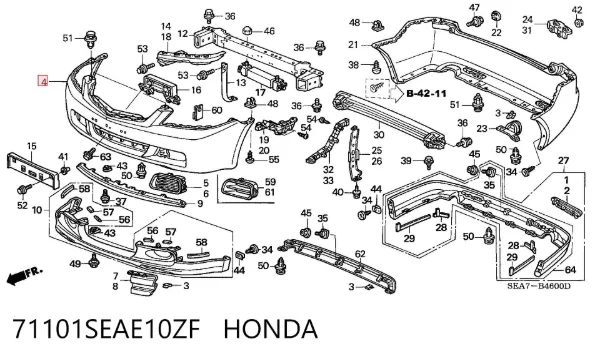 Абсорбер переднего бампера 71101SEAE10ZF Honda