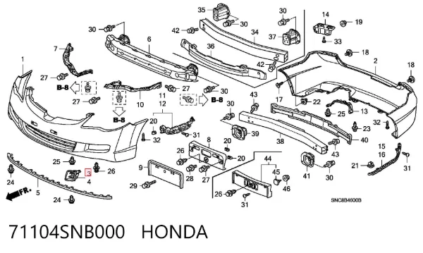 Заглушка (решетка) противотуманных фар бампера переднего правая 71104SNB000 Honda