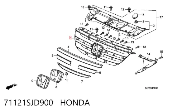 Решетка радиатора 71121SJD900 Honda