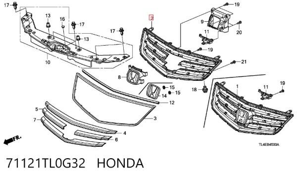Решетка радиатора 71121TL0G32 Honda