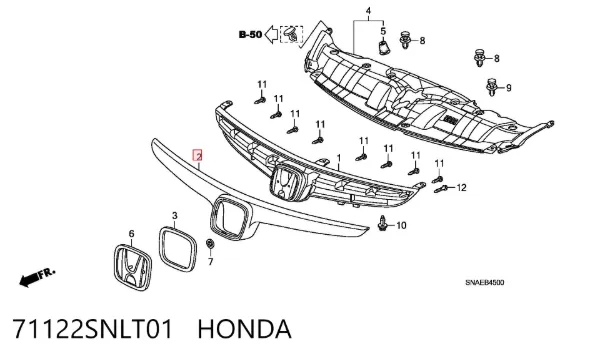 Молдинг решетки радиатора 71122SNLT01 Honda