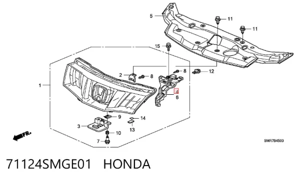 Кронштейн решетки радиатора 71124SMGE01 Honda