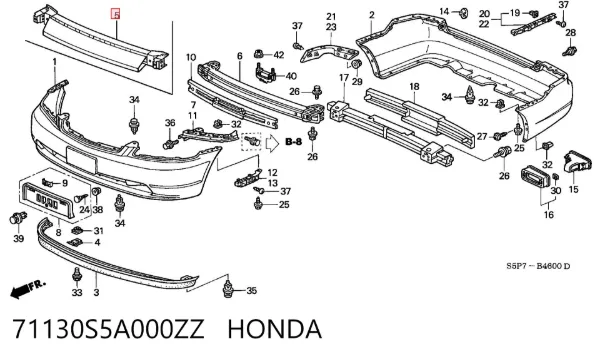 Усилитель переднего бампера 71130S5A000ZZ Honda