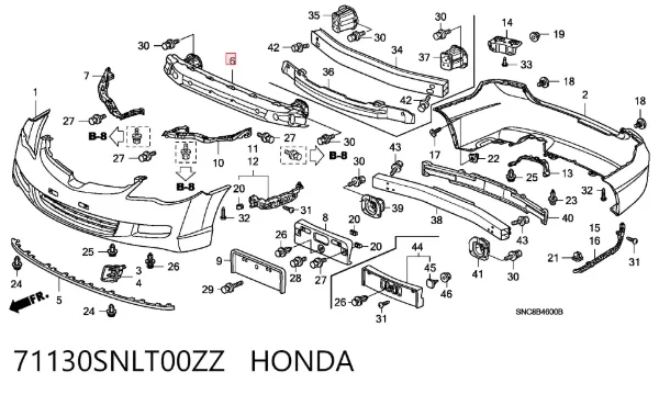 Усилитель переднего бампера 71130SNLT00ZZ Honda