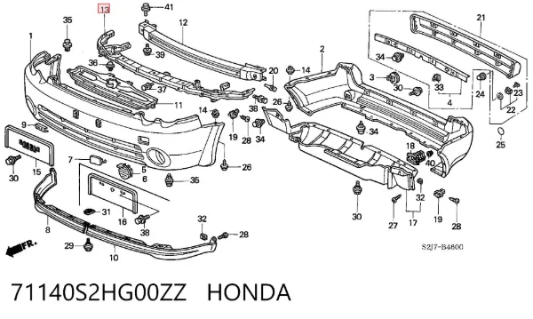 Усилитель переднего бампера 71140S2HG00ZZ Honda