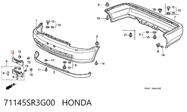 Панель крепления номерного знака переднего 71145SR3G00 Honda