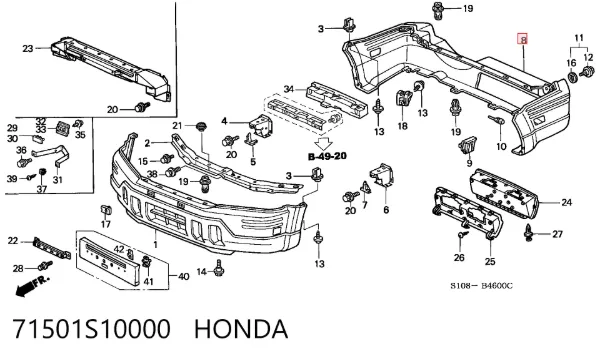 Задний бампер 71501S10000 Honda
