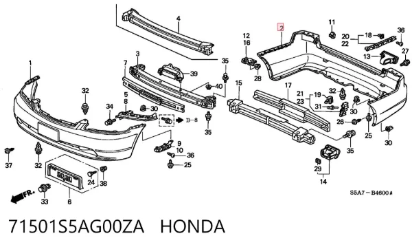 Задний бампер 71501S5AG00ZA Honda