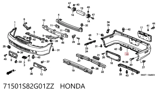 Задний бампер 71501S82G01ZZ Honda