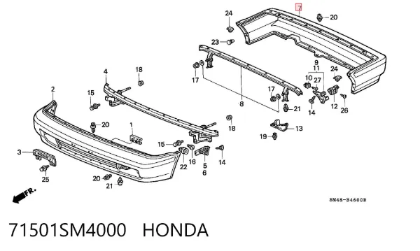 Задний бампер 71501SM4000 Honda