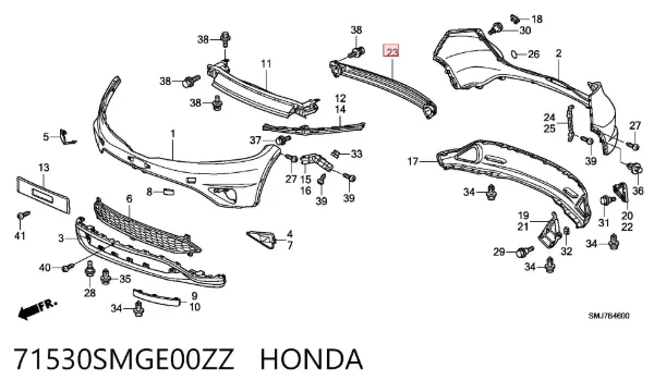 Усилитель заднего бампера 71530SMGE00ZZ Honda