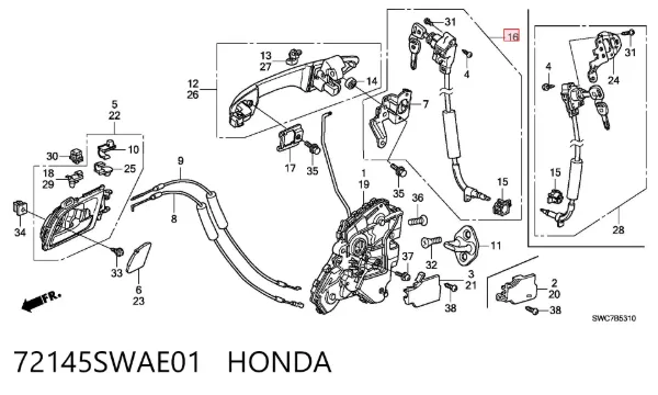  72145SWAE01 Honda