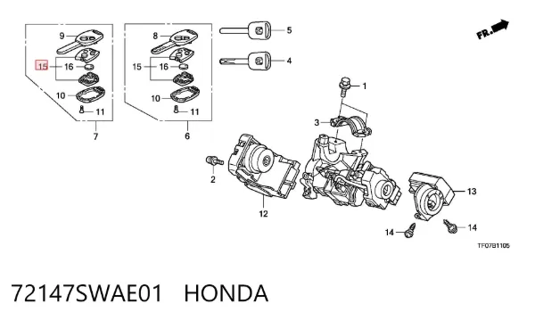  72147SWAE01 Honda