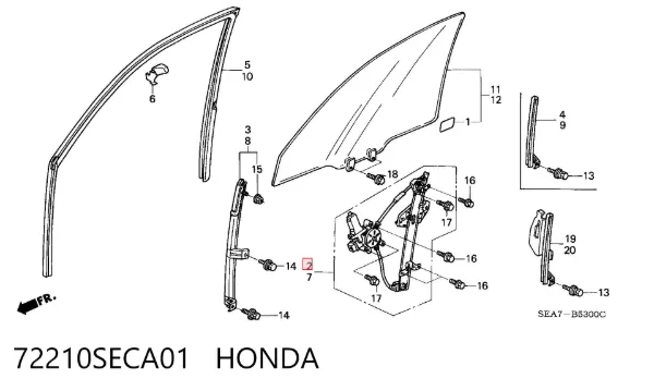 Стеклоподъемник передней правой двери Honda Accord VII